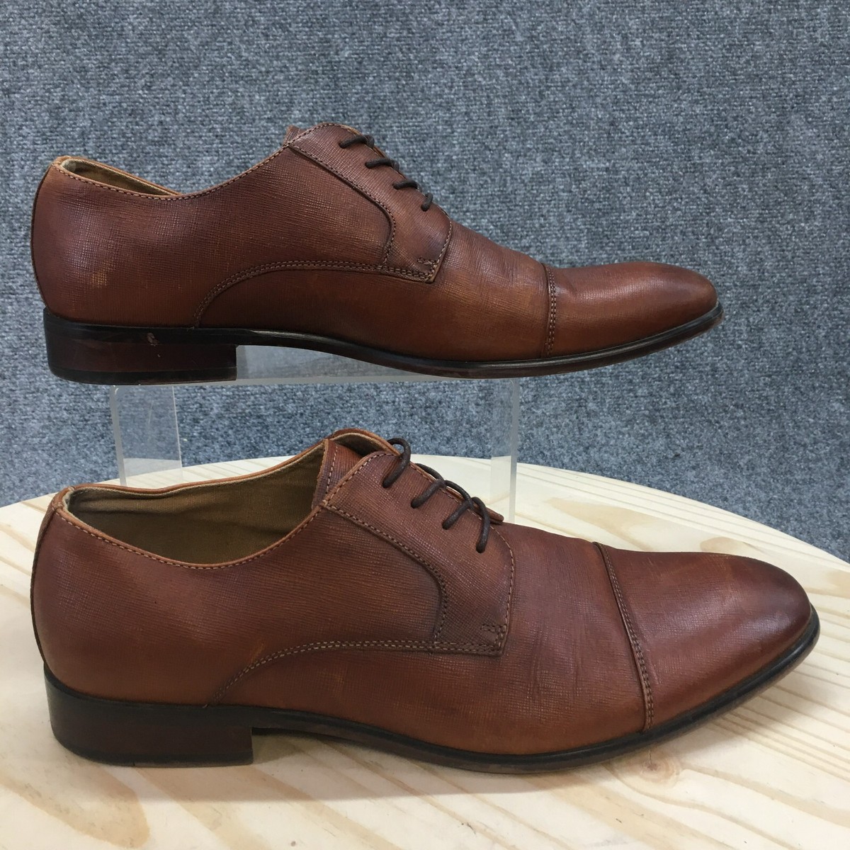 Aldo Dress Shoes Mens Derby Oxford Brown Leather Cap Toe Casual Cuban  Heels