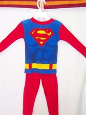 Superman Suit PAJAMAS Boys RED 2-pc LONG Sleeve PJs DC Comics Man of Steel NWT