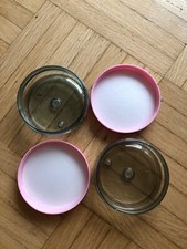 2 x Empty Tins for 50ml Each Cosmetic Tins Plastic Transparent Pink Lids