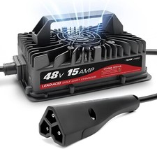 15 AMP Golf Cart Charger for 48 Volt EZGO RXV  TXT with 3 Pin Triangular Plug-L
