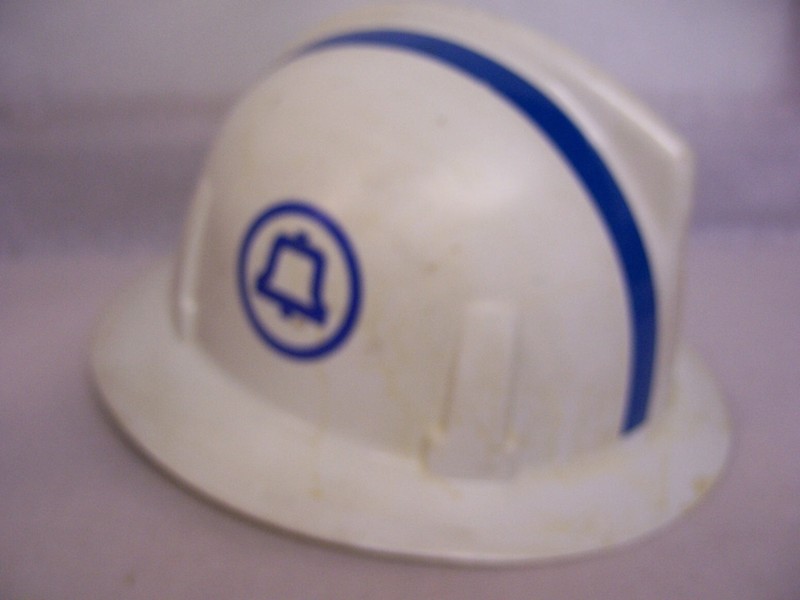 VTG 1980's BELL TELEPHONE HARD HAT HARD BOILED TOPGARD HELMET MADE USA STRIPES