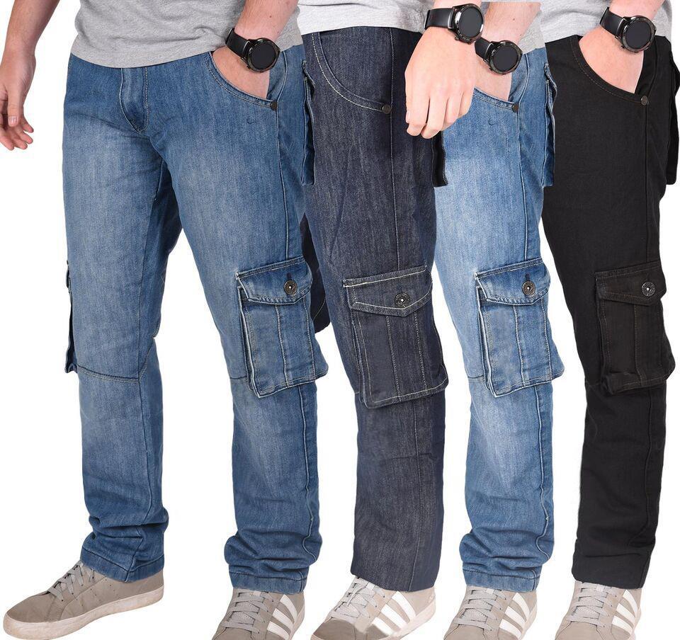 Mens Cargo Combat Jeans Denim Trousers Casual Cotton Work Pants All Waists  Size | eBay