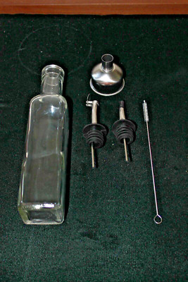 Unbranded Oil And Vinegar Bottle With 2 Spouts, Funnel, And Cleaning Brush NWOB
