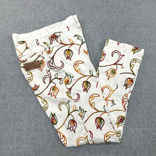 Lady Wrangler VTG 70S High Waisted White Denim Jeans Floral Embroidered 11/12