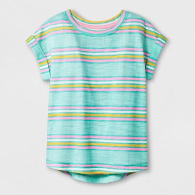 Cat & Jack Toddler Girls Cap Sleeve T-Shirt Mint Stripe - Pick Cat & Jack Toddler Girls Cap Sleeve T-Shirt Mint Stripe - Pick