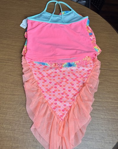 Wonder Nation Mermaid Swim Cover Girls Size Large 10/12 Plus Size Skirt Tank Set - Picture 3 of 10