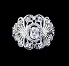 Vintage Sterling Silver Cubic Zirconia CZ  Butterfly Filigree Ring Sz 6.5
