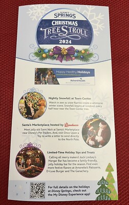 Disney Springs 2024 Christmas Tree Stroll Map & Stickers New