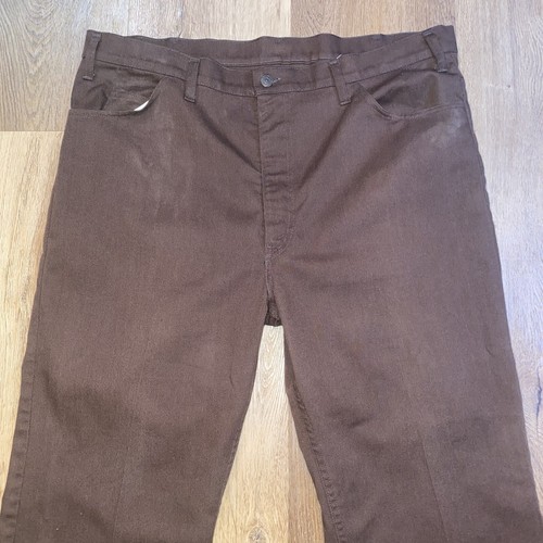 Levi's Pants BIG E Sta Prest Mens Brown Wide Leg Vintage 60s 70s Disco Vtg 40 30 - Picture 8 of 17