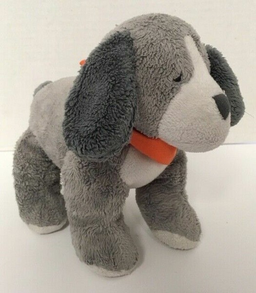 Carters White Gray Puppy Dog Plush Grey Stuffed Lovey Orange Scarf