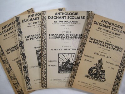 Lot 4 books French songs Anthologie Du Chant Scolaire vintage Provinces 6x9''
