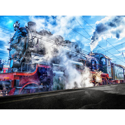 Vintage Steam Train Engine Large Wall Art Print