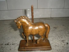C. W. 1990 Hand Carved Wooden Carousel Horse Figure 4.5" x 2" x 6"