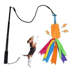 Dog Teaser Wand Flirt Pole Interactive Flirt Stick for Outdoor Training Exercise