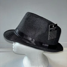 NWT Babeyond Womens Fedora Hat Black Ribbon Band Short Brim Woven Style