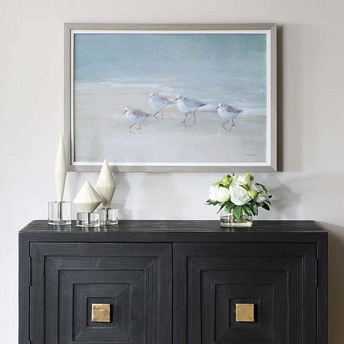 ELEGANCE TRANQUIL SHOREBIRDS ON THE SAND 33" FRAMED PRINT WALL ART 32427 - Picture 2 of 5