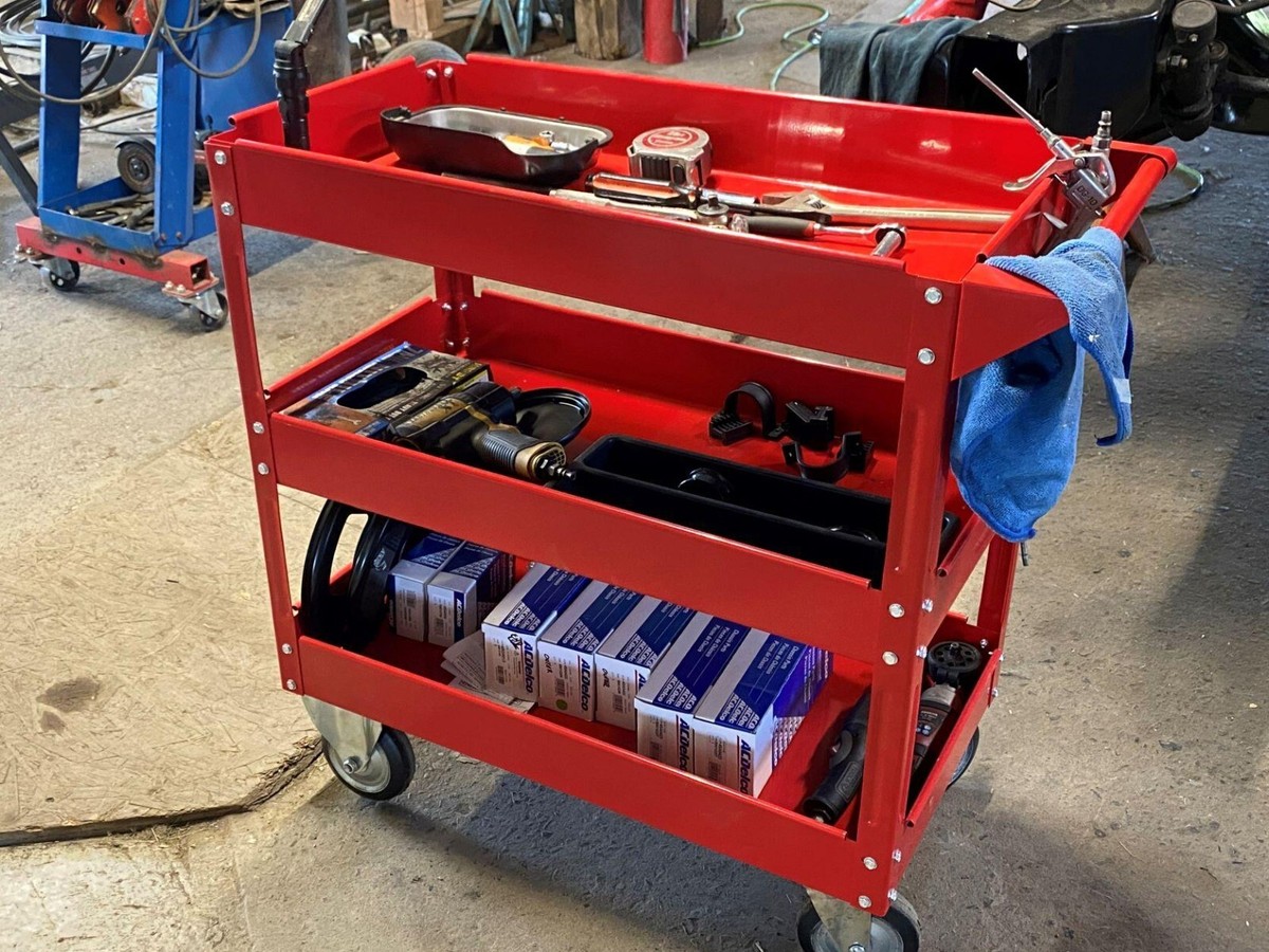 30 In. x 16 In. Three Shelf Steel Service Cart 30 In. x 16 In. Three Shelf Steel Service Cart