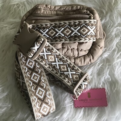 Simply Southern Puff crossbody Adjustable Strap Zipper Pocket Three Pouch Inside