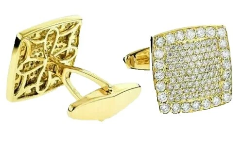 14k Yellow Gold Diamond Cufflinks for Men