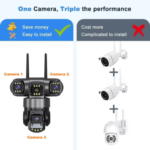 3 Lens Video Surveillance Camera Wifi CCTV Camera 4G SIM Card Security Cameras - Picture 3 of 20