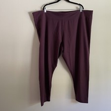 Susan Graver Weekend 4X Dark Eggplant Nylon Brushed Back Knit Leggings NWOT