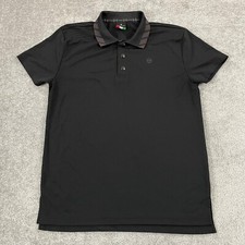 SERGIO TACCHINI Polo Shirt Mens Medium Black Performance Snap Collar Stretch S/S