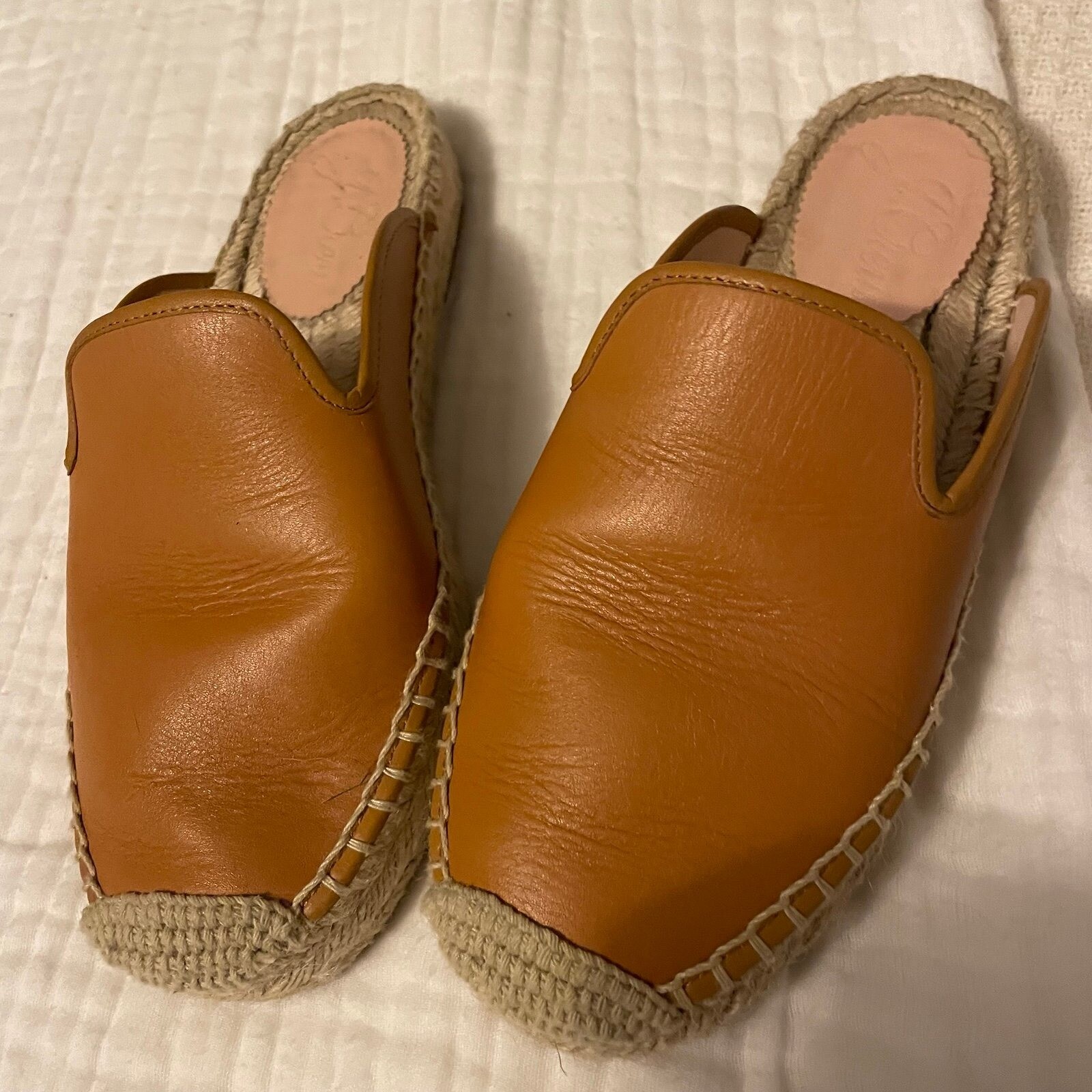 SAOLA J. Crew Espadrillas Mule Pelle Marrone Suola Iuta 6 Pelle Burrata Casual Estate
