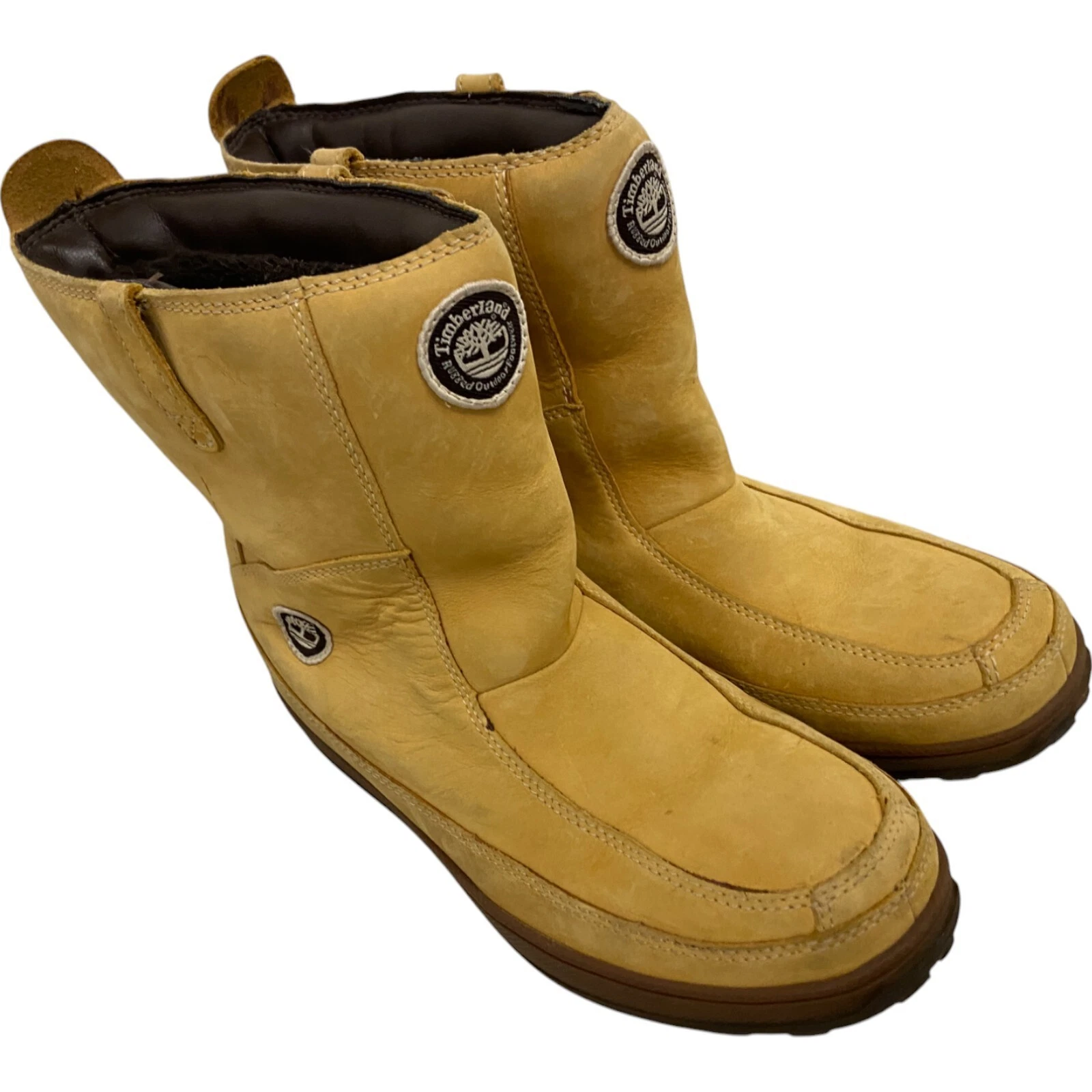 Stivali da neve Timberland donna taglia 6M marrone chiaro metà polpaccio tomaia in vera pelle