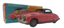 VINTAGE BOXED KK 1950s RED JAGUAR COUPE  FRICTION DRIVE TIN TOY MODEL JAPAN 