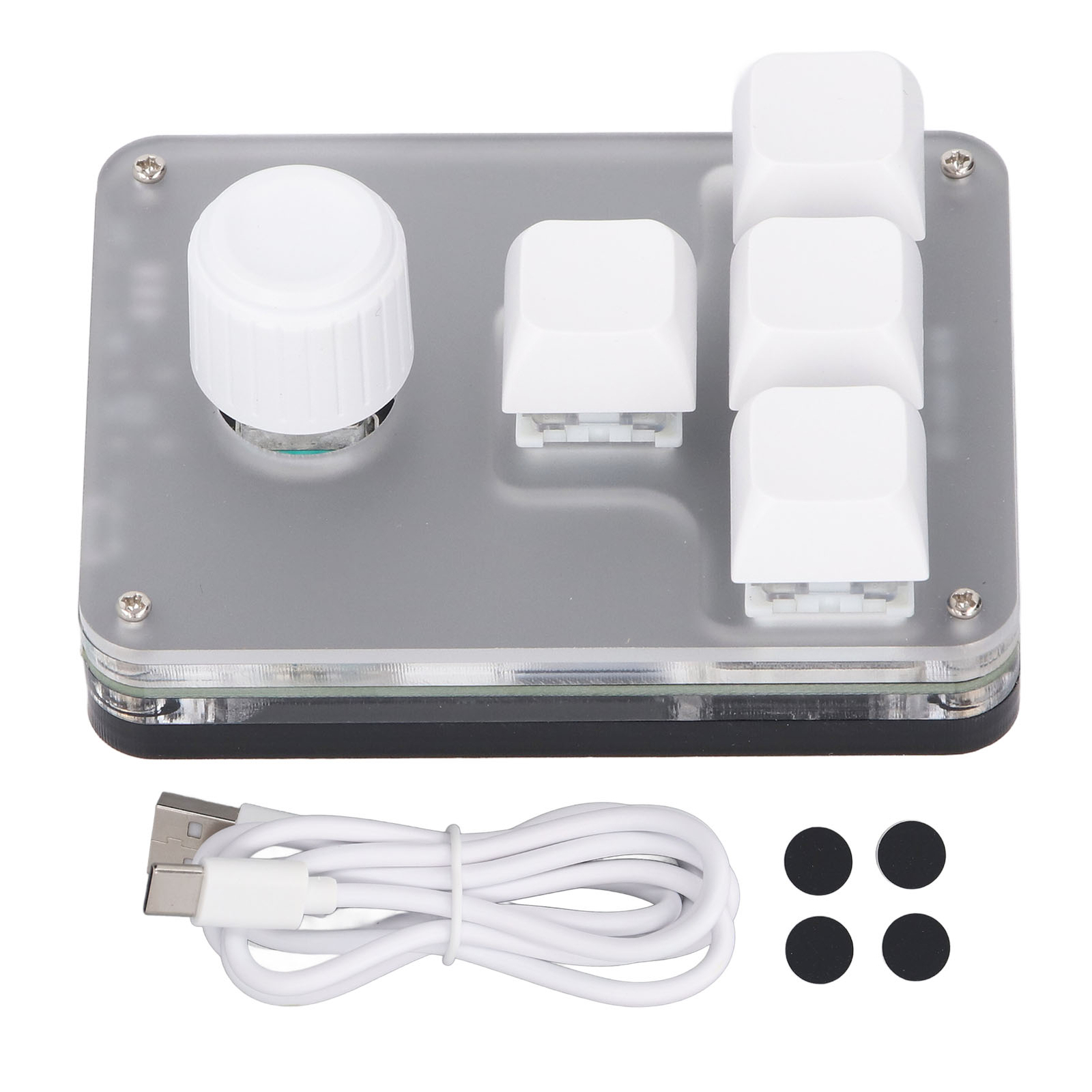 4-Key Programmable Mechanical Keypad with RGB Light and Blue Switch Knob-image