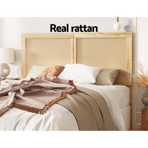 NNEDSZ Rattan Bed Frame Double Size Bed Head Headboard Bedhead Base RIBO Pine - Picture 4 of 6