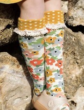 NWT Matilda Jane Girls Yellow Floral Fancy Frolic Socks Size M Medium Age 4-6