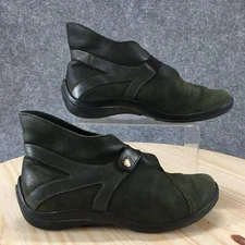 Arche Boots Womens 5 Ankle Booties Olive Green Leather Pull On Round Toe Casual