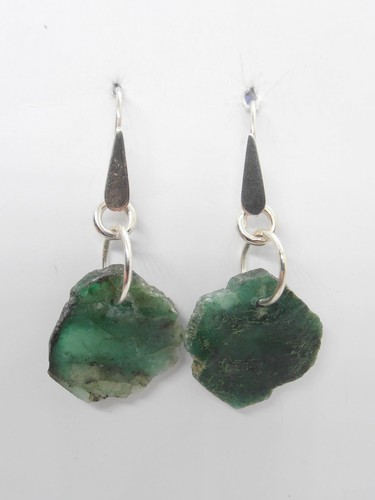 Hanging Earrings With Root Of Emerald Natural And Silver 925 - Hardstone