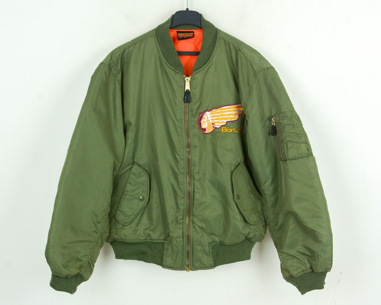 Bon Jovi Brockum Hombre L Aislado Bomber Chaqueta MA-1 Vuelo Aviador Cálido