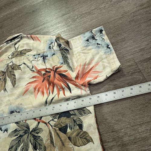 Tommy Bahama Hemd Herren Medium Blumenmuster 100 % Seide Camp Knopfleiste Erwachsene Schlaufenkragen - Bild 9 von 9
