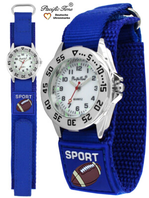 Kinder Armbanduhr Jungen Sportuhr Leuchtzeiger American Football Super Bowl blau