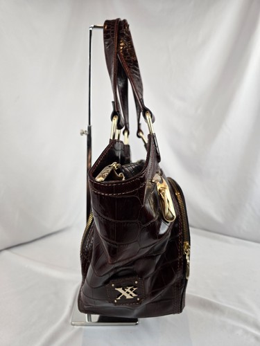 NWT Maxx New York Croc Embossed Leather Shoulder Bag Reddish Brown - Picture 5 of 14