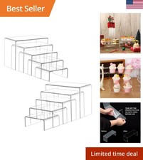 5pcs Acrylic Display Riser Stand Set Clear Rectangular Cupcake Cake Showcase