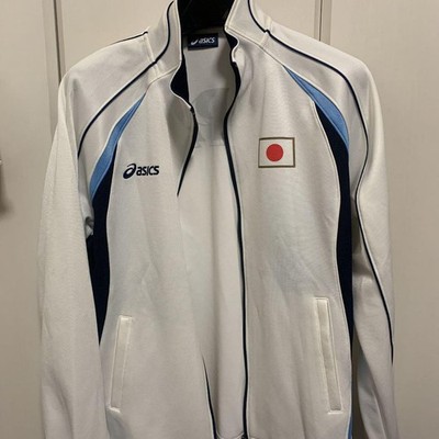 ASICS Japan National Team Track Jacket Size L White Navy Official Issue Top Only