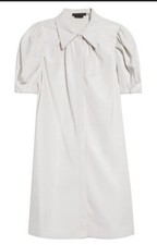 Alice + Olivia Jem Off White Faux Leather Shirtdress Size Small