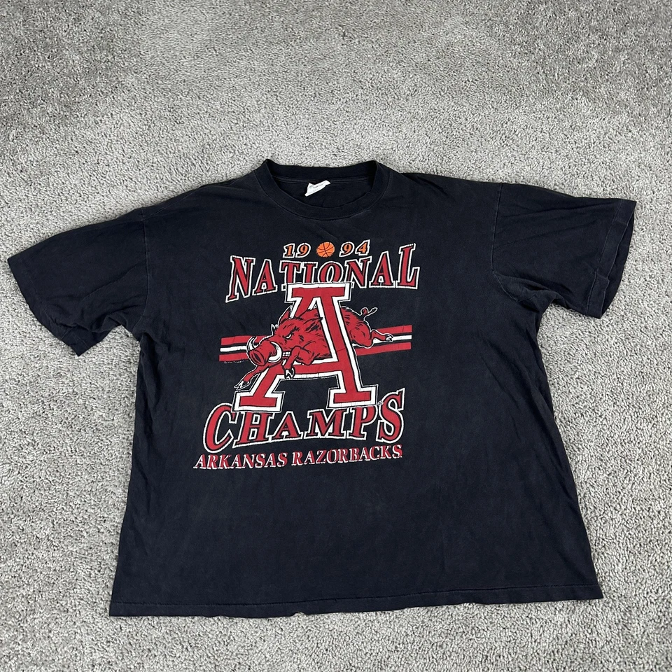 Vintage Arkansas Razorbacks Shirt Mens 2XL NCAA Basketball 1994 Natl Champs 90s - Image 2 of 4