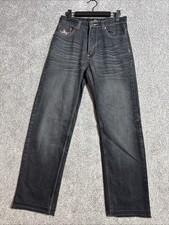 Jinzu Jeans Boys Sz 14 Edgy Grunge Biker Embroidered Tattoo Streetwear Y2K Look