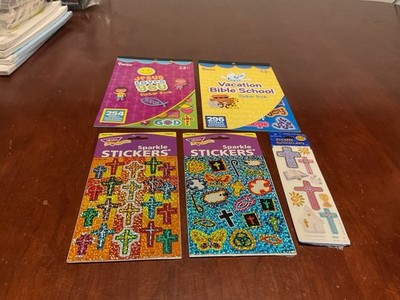 Christian Sticker Lot 5 Pads Packs VBS Glitter Cross Animals God Darice New