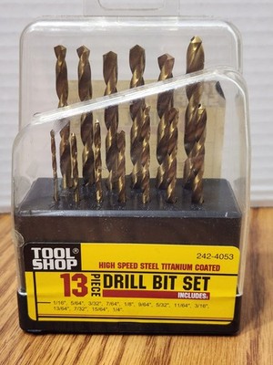 TOOL SHOP 13 PIECE Combination Drill Bit Set In Plastic Storage Case. New