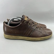 ECCO Androw Lace Up Sneakers Men Size 9 9.5 US, 43 EU Brown Leather Casual Shoes