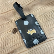 RADLEY-LARGE LUGGAGE LABEL / BAG CHARM-GREY / BLUE LEATHER -RARE ITEM