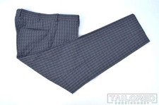 INCOTEX Blue Gray Houndstooth Cotton Mens Luxury Pants Trousers - EU 52 / US 34