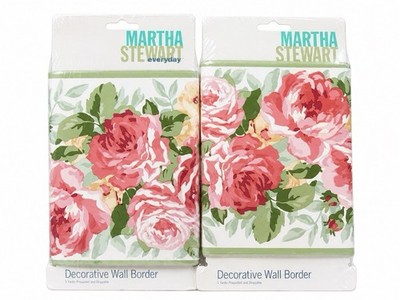 2 Martha Stewart Everyday Tea Rose Decorative Wall Border 5 Yds Each New Sealed