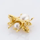 Vintage 18K Gold Insect Brooch with Pearls and Diamond